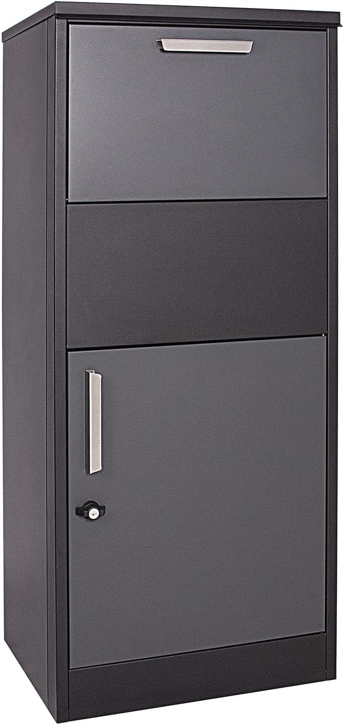 XPOtool Paketkasten Schwarz 500 x 375 x 1150 mm, Paketbox Zuhause, Private Paketannahme passend für
