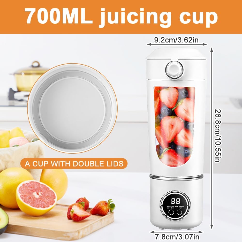 Mineup 700 Ml Tragbarer Mixer, Smoothie Maker To Go Mit LED Display, Portable Blender Mit 12-Klingen
