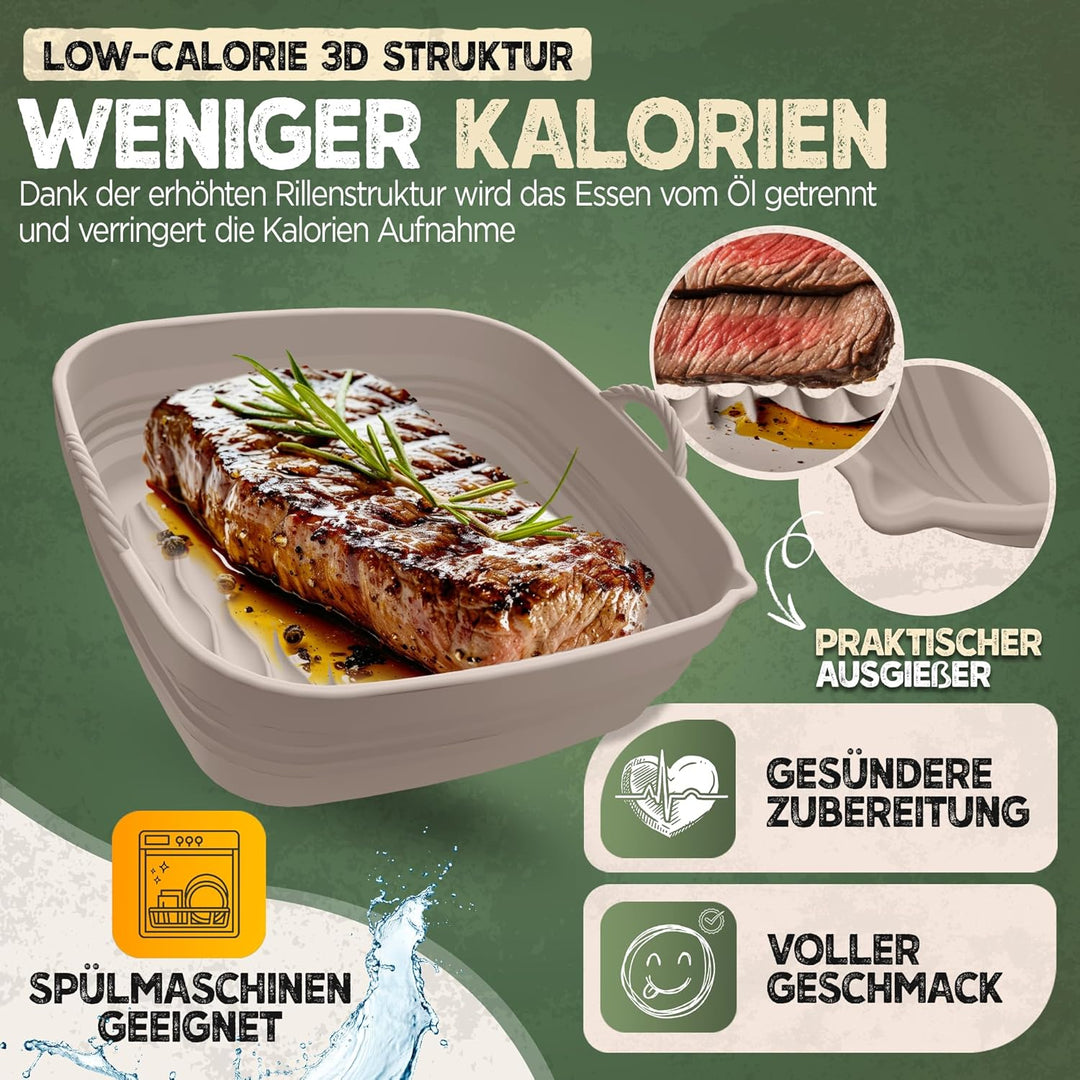 Silikonform-Set faltbar & extra dick für Heissluftfritteusen ab 3,7L-8L mit Zubehör | Airfryer Silik