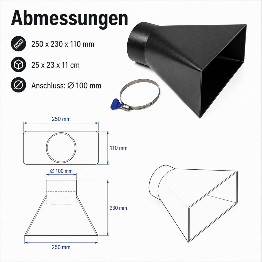 Absaugtrichter – Absaugtrichter, Absaugung für Werkstatt, Absauganlage, Absaugtrichter 100mm, Absaug