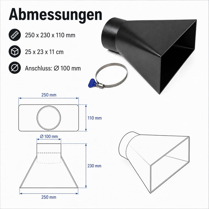 Absaugtrichter – Absaugtrichter, Absaugung für Werkstatt, Absauganlage, Absaugtrichter 100mm, Absaug