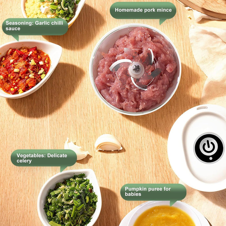 Elektrischer Mini-Knoblauchzerkleinerer, Tragbarer 250-ml-Gemüsezerkleinerer, Kabellose Tragbare Küc