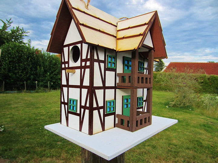 Vogelhaus, Nistkasten, Fachwerkhaus, Vogelhaus zum Aufhängen, für Singvögel wie Spatzen, Meisen, Han