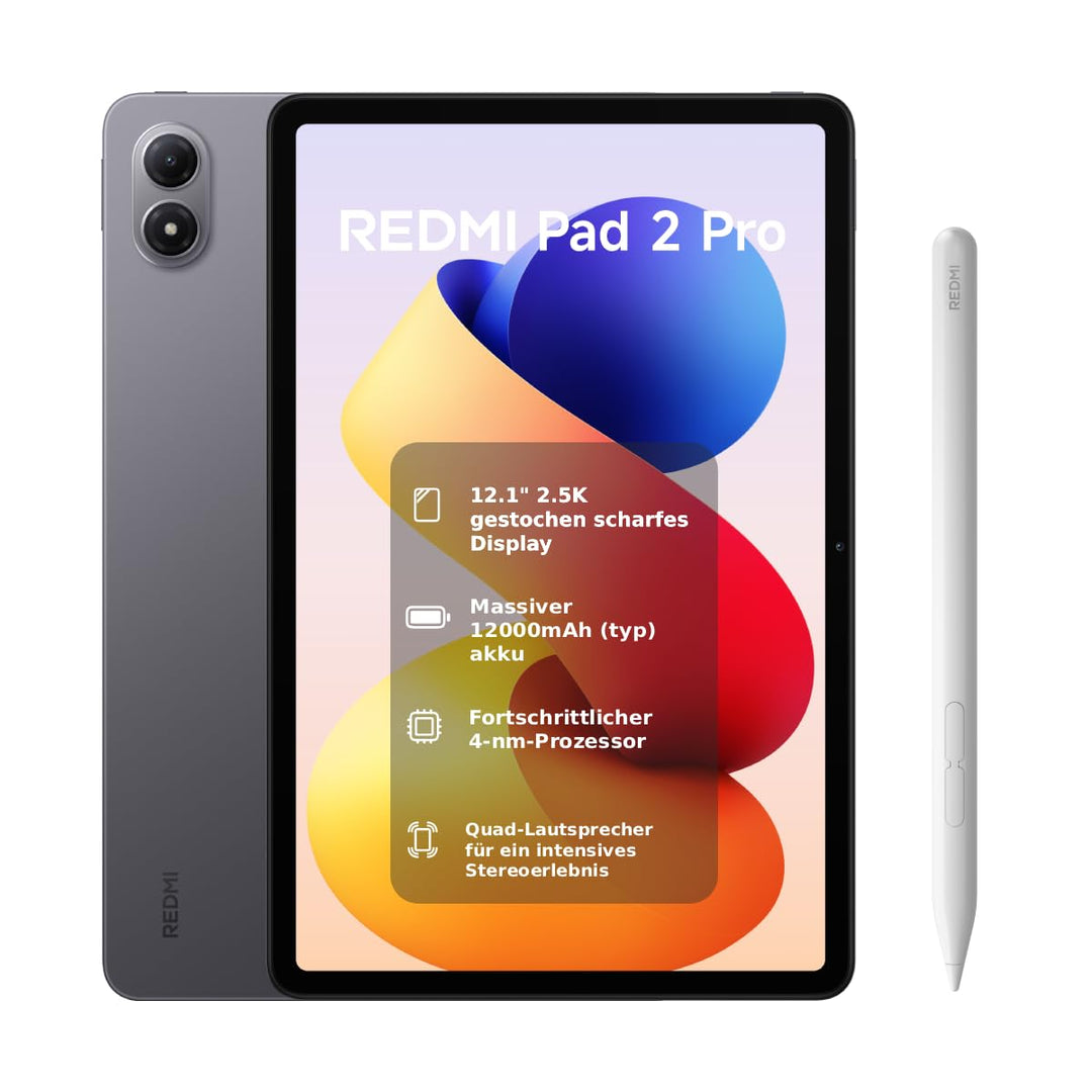 XIAOMI REDMI 2 Pro + Stift, 6+128GB, 12,1" 2,5K 120Hz Display, Riesiger 12.000mAh (typ) Akku, 4nm Pr