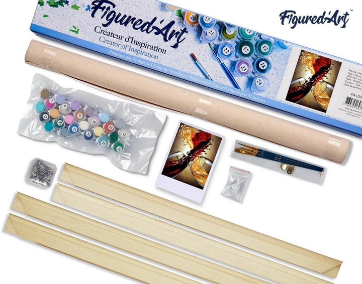 Figured'Art Malen Nach Zahlen Erwachsene Mit Rahmen Rot- und Weisswein - Paint by Numbers Basteln DI