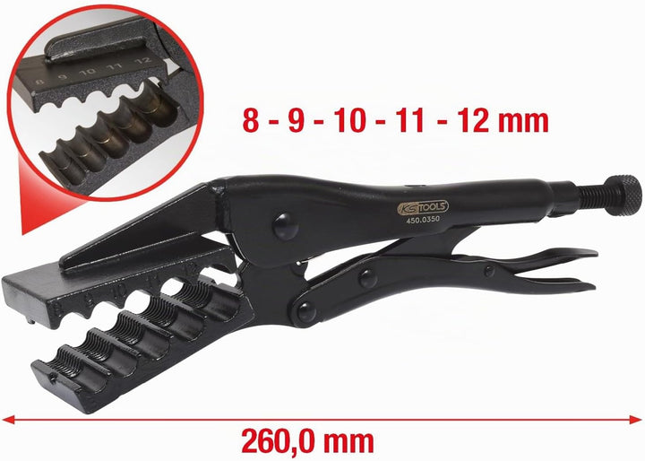 KS Tools 450.0350 Spezial-Klemm-Gripzange, Ø 8 -12mm, Ø 8 -12mm