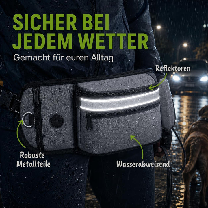 Bauchtasche Hunde Leckerlibeutel mit D-Ring &amp; Kotbeutelspender