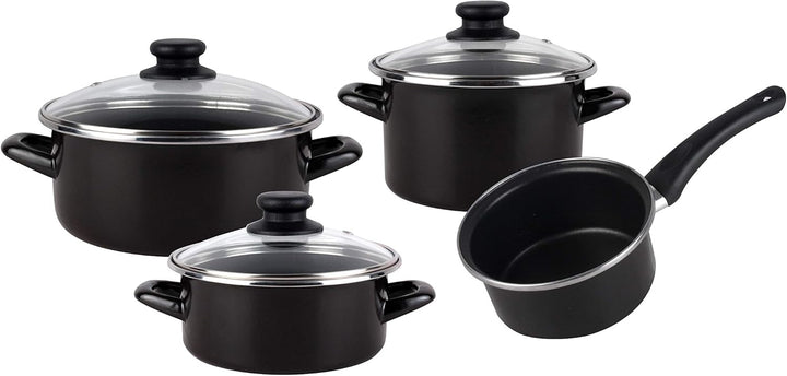 Magefesa Kenia Negra Kochgeschirr-Set, 7-teilig, emaillierter Aussenbereich, Antihaftbeschichtung, z