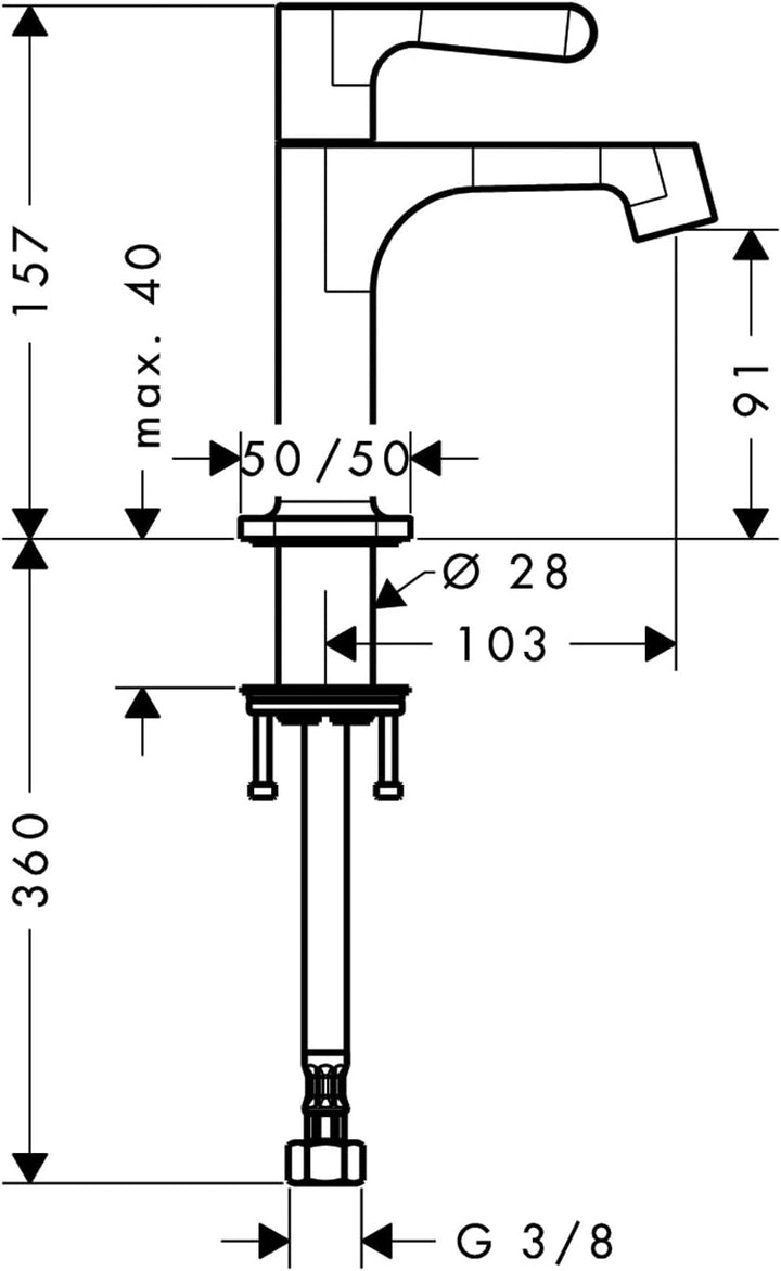 AXOR Citterio M Standventil, Auslauf Höhe 90mm für Kaltwasser, ohne Ablaufgarnitur, Chrom Auslaufhöh