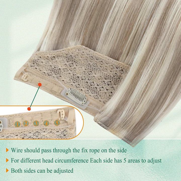 Easyouth Extension Echthaar Mit Draht Blond Wire Extensions Echthaar Aschbraun Highlight Platinblond