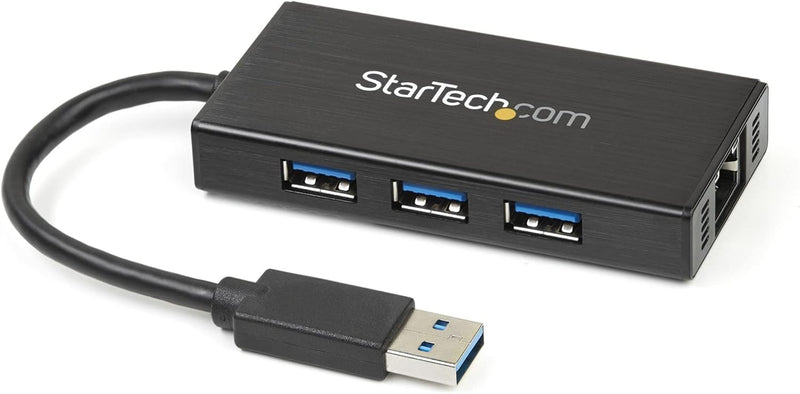 StarTech.com 3 Port USB 3.0 Hub mit Gigabit Ethernet Adapter aus Aluminium - Kompakter USB3 Hub mit