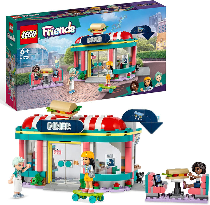 LEGO 41728 Friends Restaurant in der Innenstadt mit Spielzeug Mini-Puppen Liann, Aliya und Charli au