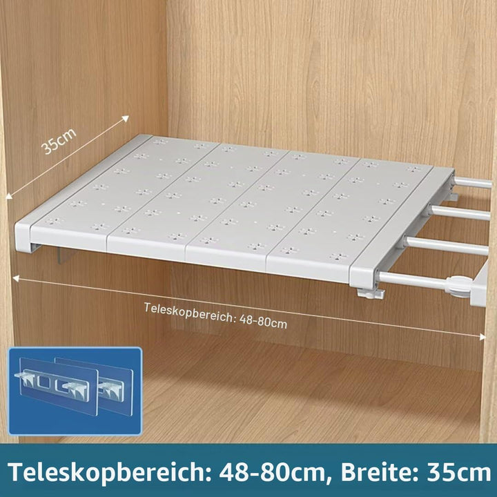 Verstellbare Regale für Schrank, Erweiterbares Einlegeböden Schrankregal, Nagelfrei Teleskop Regaltr