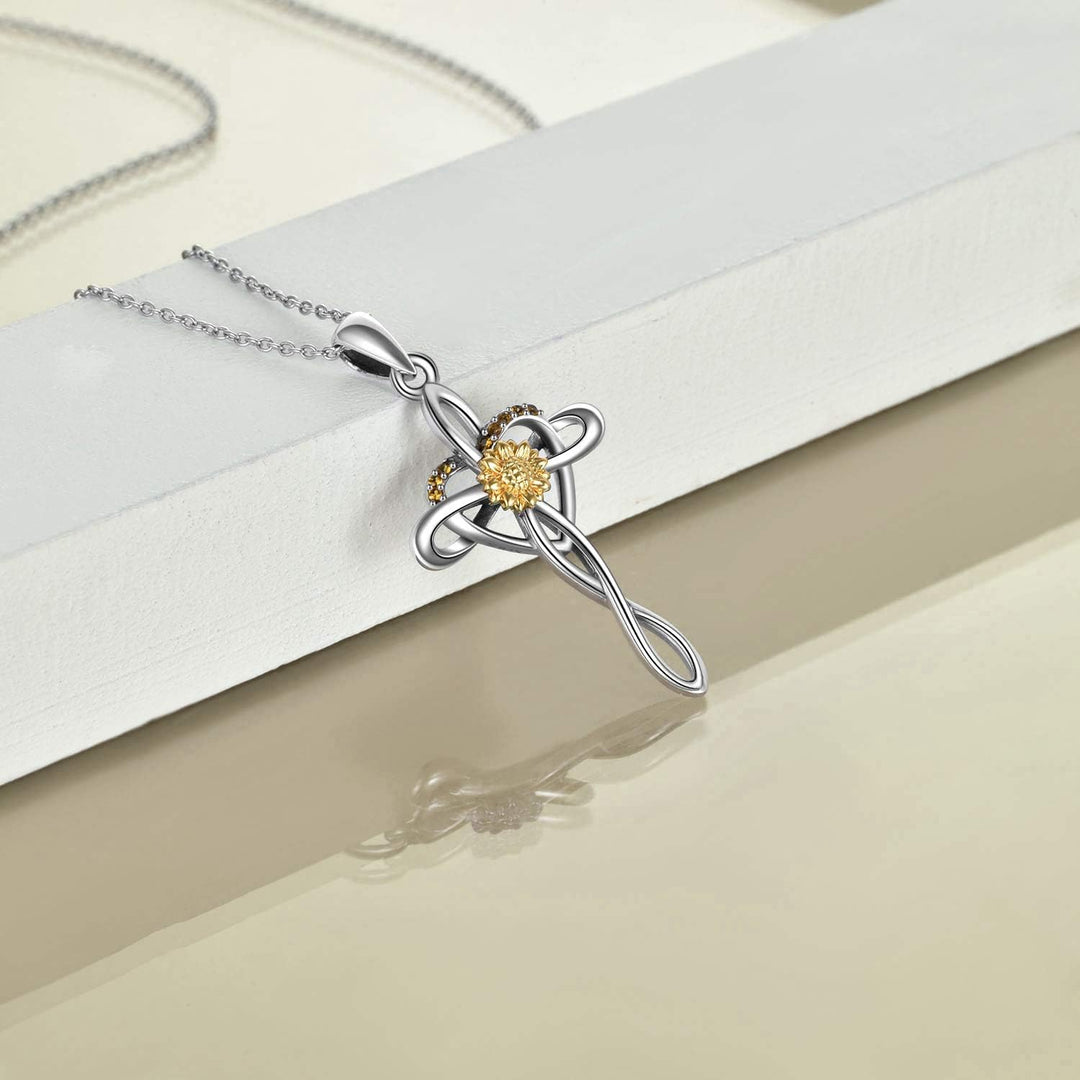 YFN Kreuz Halsketten Liebe Herz Sonnenblumen Halsketten Frauen Mädchen