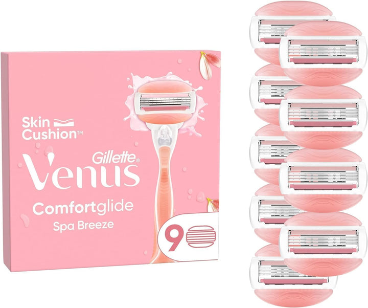 Gillette Venus Comfortglide Spa Breeze Rasierklingen Damen, 9 Ersatzklingen für Damenrasierer mit 3-