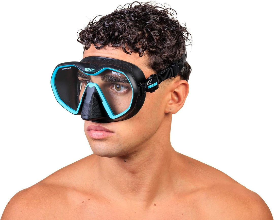 Seac Icona, rahmenlose Einglas-Tauchmaske, 100% Made in Italy schwarz/tiffany, schwarz/tiffany
