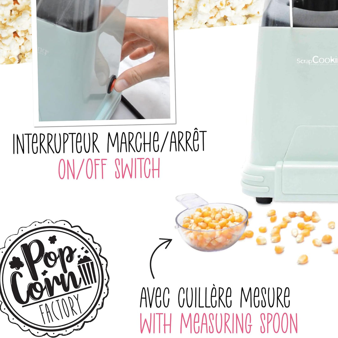 ScrapCooking - Popcornmaschine - Popcorn Maschinen Ohne Öl - Fertig in 1-2 Minuten - Popcorn Maker m