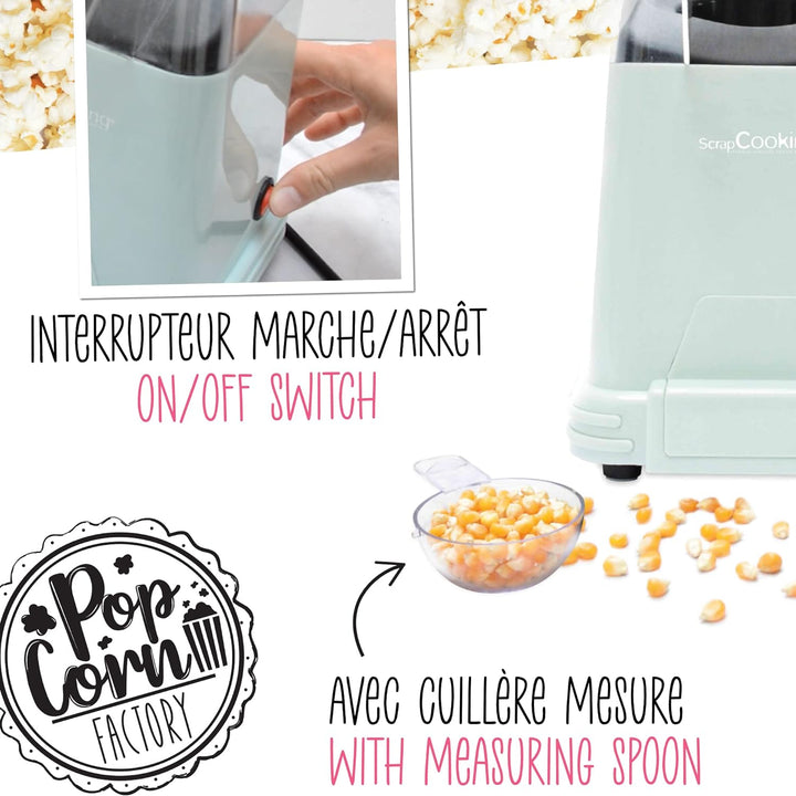 ScrapCooking - Popcornmaschine - Popcorn Maschinen Ohne Öl - Fertig in 1-2 Minuten - Popcorn Maker m