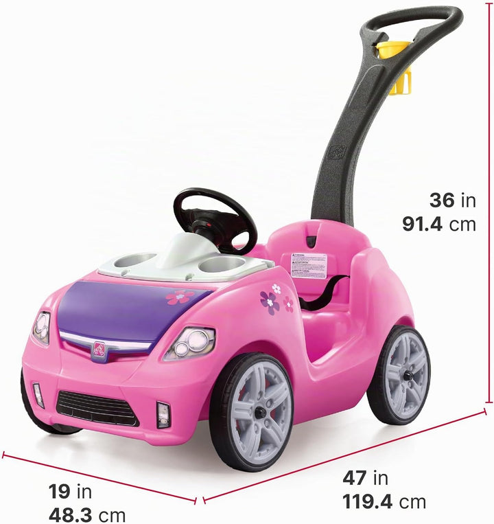 Step2 Whisper Ride Kinderauto/Rutscher in Rosa | Spielzeug Auto mit Schiebestange | Kinderfahrzeug/R
