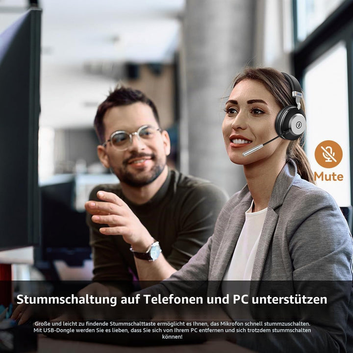 Wantek Kabelloses Headset, Bluetooth Headset mit Mikrofon USB-Dongle, Kabelloses Headset mit Mikrofo