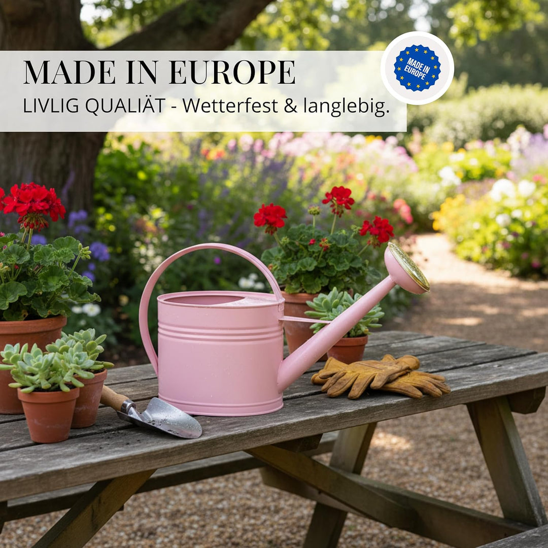 LIVLIG Giesskanne 5 Liter, Blumengiesskanne für Garten & Balkon, Hochwertige Metallgiesskanne 5L aus
