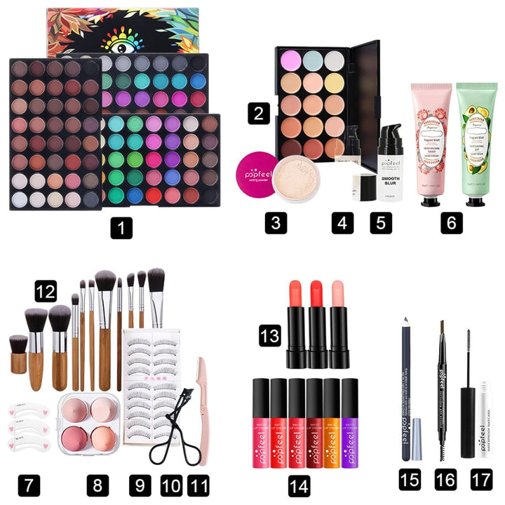 BrilliantDay Mehrzweck Make-up-Set All-in-One Make-up-Geschenkset Kosmetik-Palette Starter Kit Lipgl