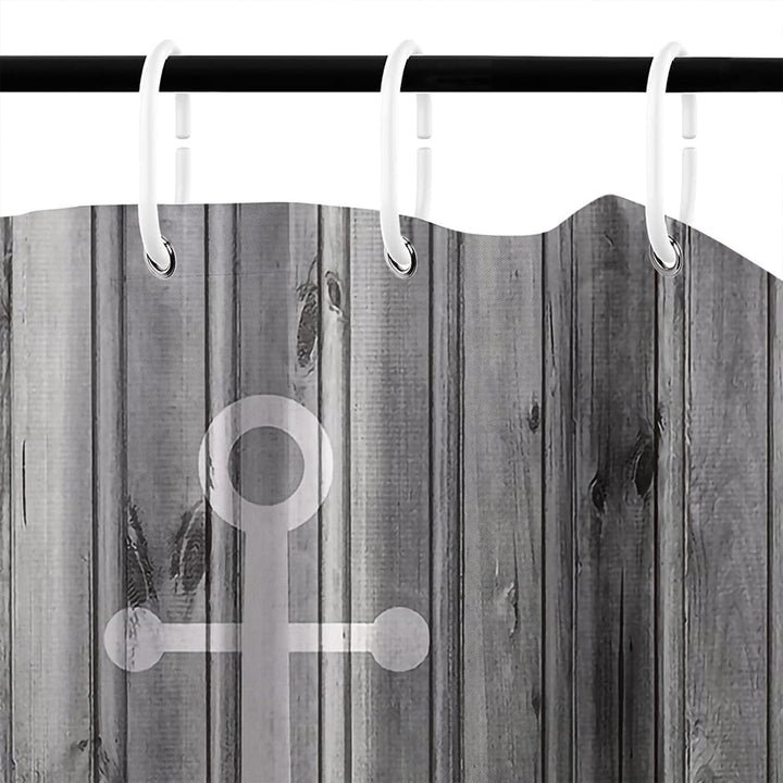 Rustikaler Grauer Anker Holz Duschvorhang Badezimmer Dekorative 180 x 200 cm H180 x B200 cm (1er Pac