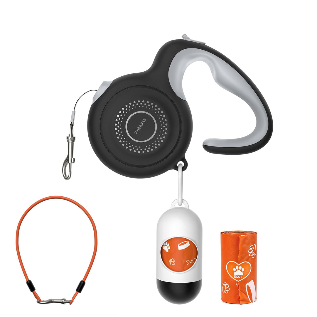 Ausziehbare Hundeleine 10ft, Automatik-Verriegelung, bissfestes Stahlkabel, 360° antiverwirrend, sto