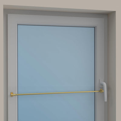 Interdeco Cafehausstange (1 Stück), Scheibenstange Messing-farbig in 12 mm Ø, Sora, 85-135 cm auszie
