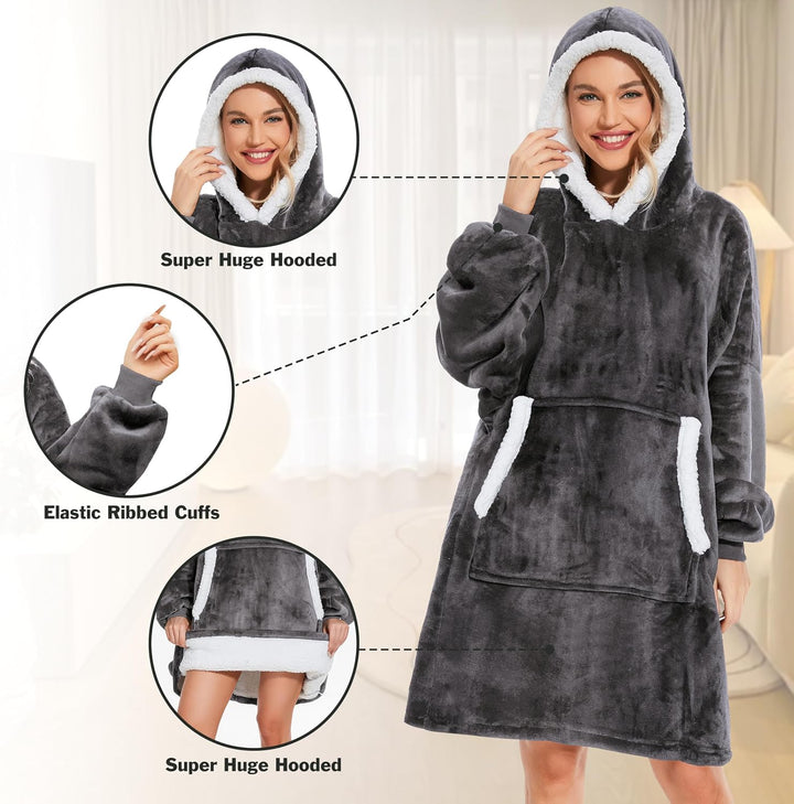 Gentlewarm übergrosse Hoodie Sweatshirt mit Kapuze, Super Weich und bequem Flanell Damen Kapuzenpull