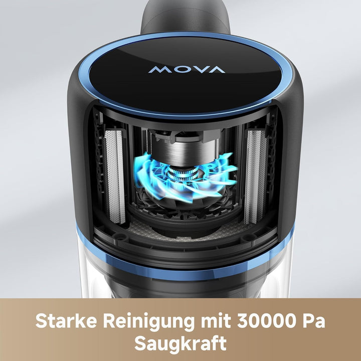 Mova S4 Detect Akku Staubsauger, bis zu 91 Minuten Laufzeit, staubsauger Kabellos LED-Display, OptiI
