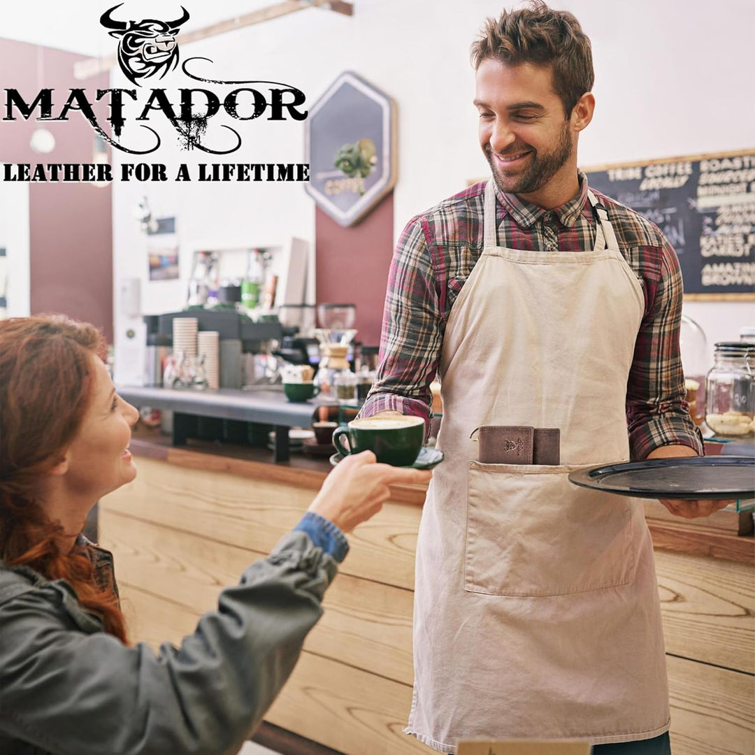 MATADOR Kellner Geldbörse Leder #VICIO inkl. robuster Metall Kette, Luxus Kellnerbörse Leder mit edl