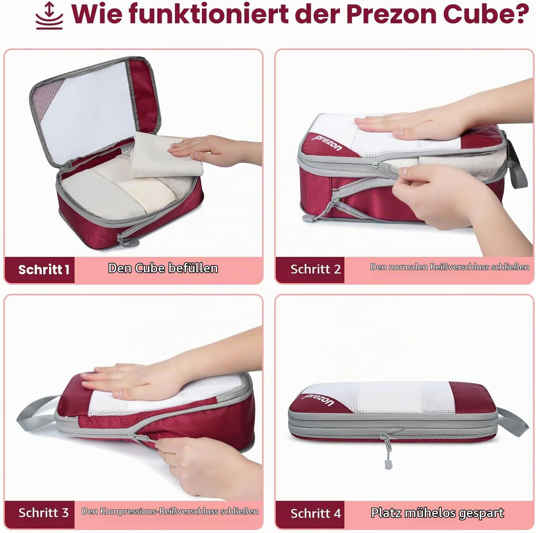 6 Set Kompressions-Packwürfel, Durchsichtiges Design, Platzsparend, Leicht, Massgeschneidertes Katio