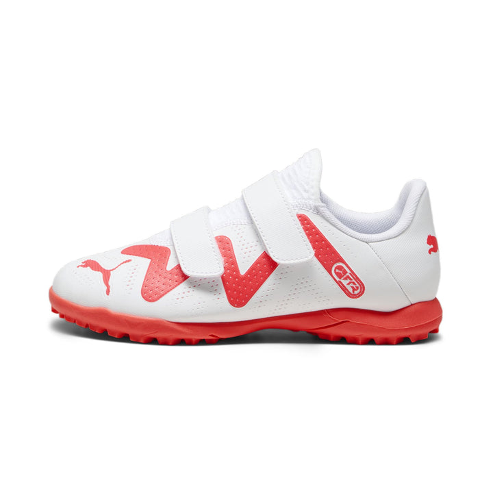 PUMA Unisex Kinder Future Play Tt V Jr Fussballschuh 33 EU Puma White Fire Orchid, 33 EU Puma White