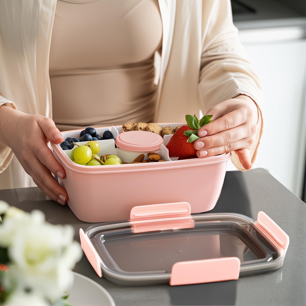 Bugucat Lunchbox Erwachsene 2000ML 2 Set,Auslaufsichere Brotdose Bento Box mit Fächern für Kinder,Sa