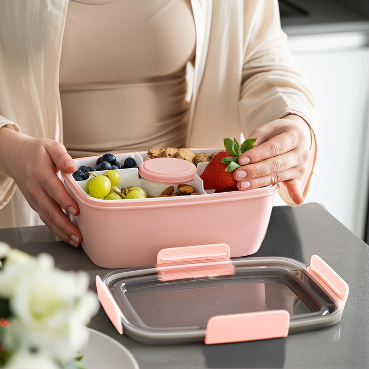 Bugucat Lunchbox Erwachsene 2000ML 2 Set,Auslaufsichere Brotdose Bento Box mit Fächern für Kinder,Sa