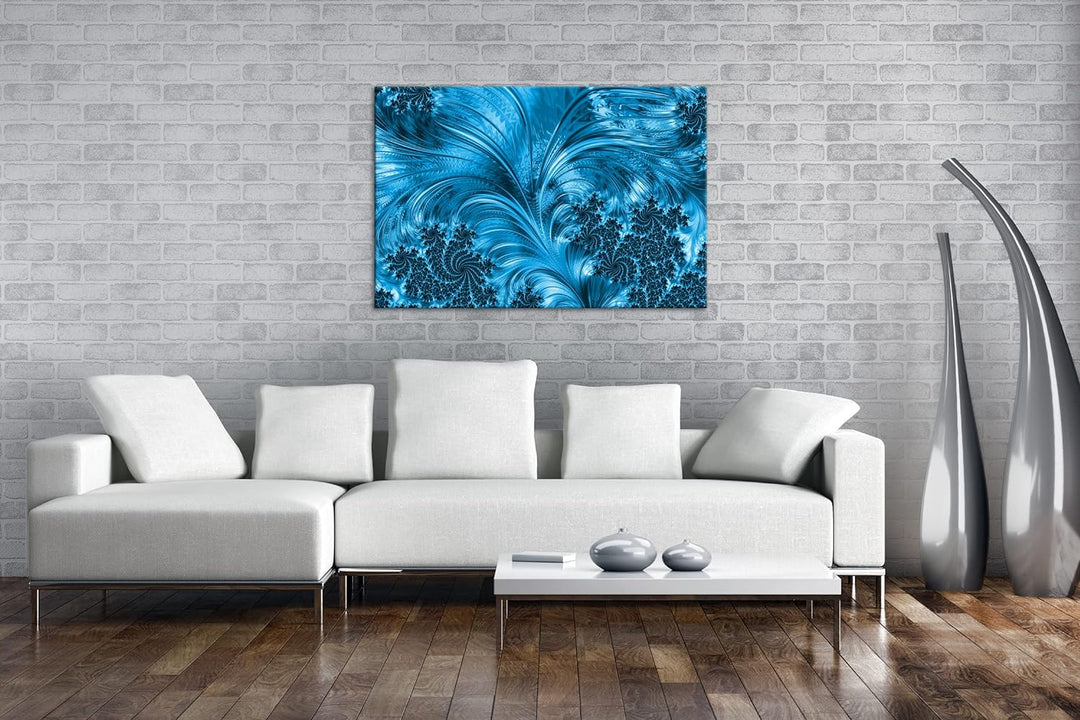 deyoli violettes Fraktal Muster Format: 80x60 Effekt: Monocrome Blau als Leinwand, Motiv fertig gera