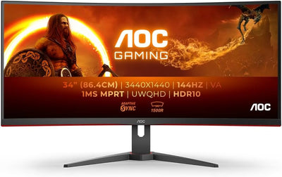 AOC Gaming CU34G2XE - 34 Zoll WQHD Curved Monitor, 144 Hz, FreeSync Prem., HDR10 (3440x1440, 1 ms MP