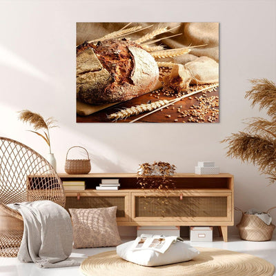 Bilder auf Leinwand 100x70cm Leinwandbild Brot Bäckerei Lebensmittel Roggen Gross Wanddeko Bild Schl