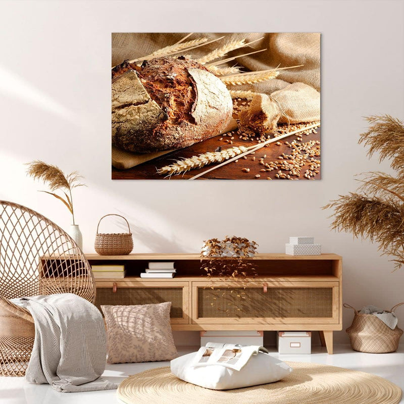 Bilder auf Leinwand 100x70cm Leinwandbild Brot Bäckerei Lebensmittel Roggen Gross Wanddeko Bild Schl