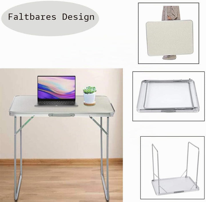 EFAN Klapptisch aus Aluminium, tragbarer Campingtisch, Klapptisch, Schreibtisch, Gartentisch, leicht