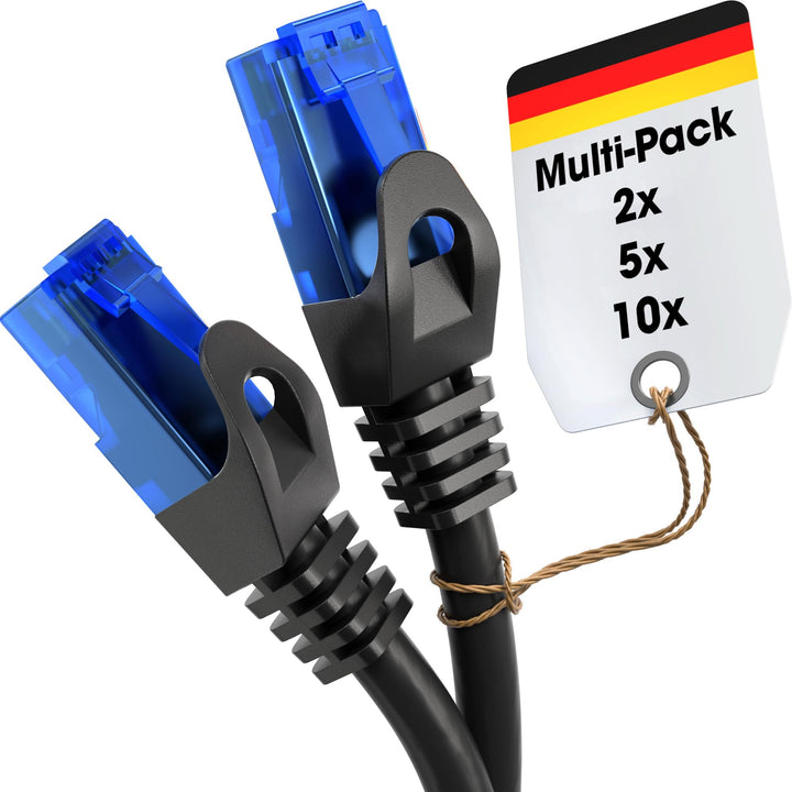 KabelDirekt – LAN-/Netzwerkkabel 10er-Set – 15m – Gigabit, RJ45, Schwarz | 10er-Set Ethernet-/Patchk