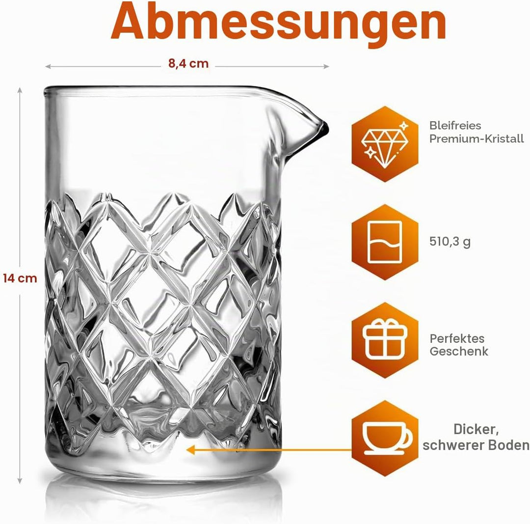 Eligara Cocktail-Mischer-Glas - [18 Unzen] Kristall-Cocktail-Rührglas, Dicke Gewichtete Unterseite -