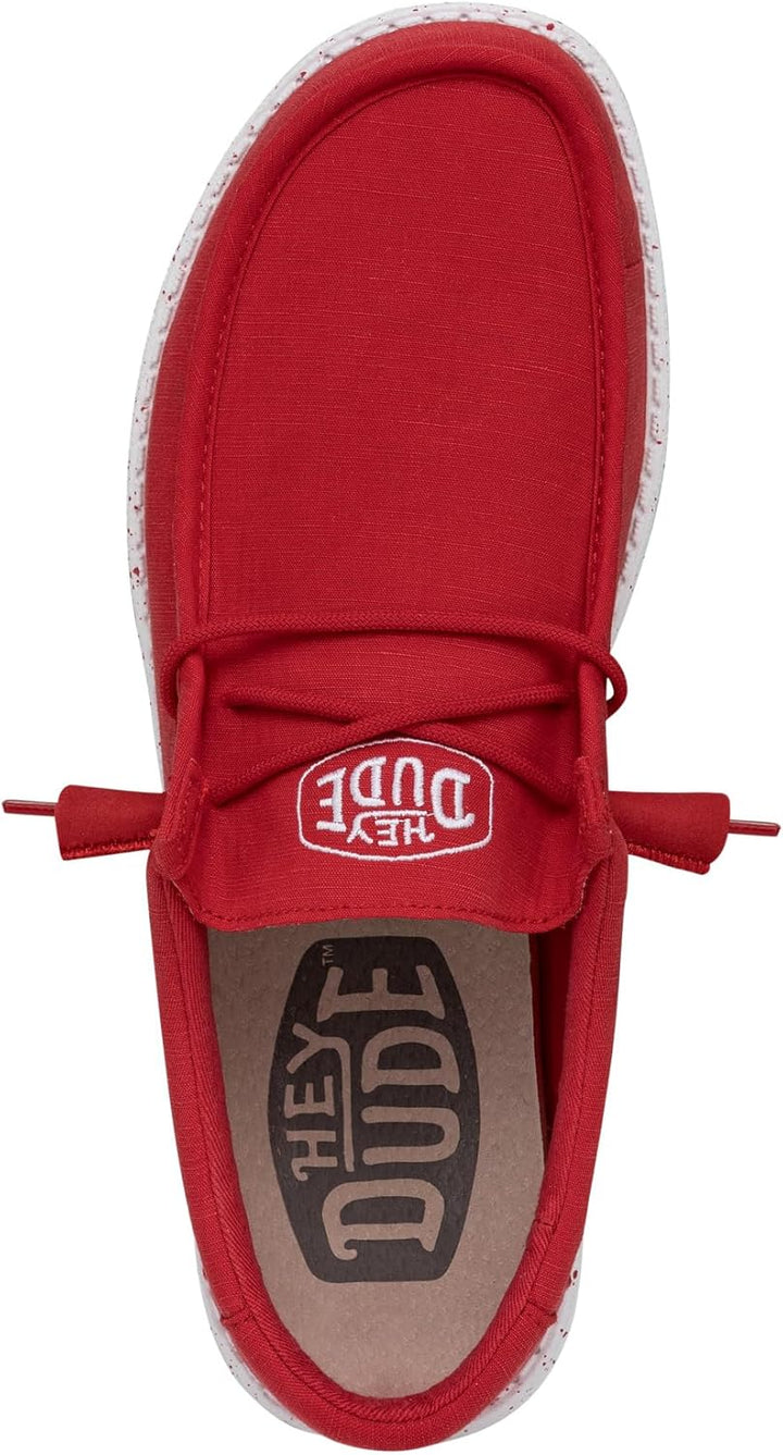 HEYDUDE Herren Wally Slub CanvasMoc Toe Shoes 41 EU Rot, 41 EU Rot