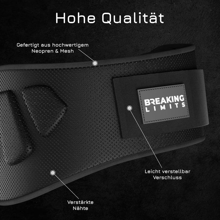 BREAKING LIMITS Gewichthebergürtel Herren & Damen - Gewichtsgürtel für Krafttraining & Gewichtheben,
