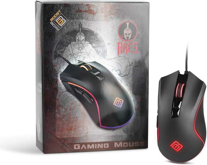 Ares - Gaming-Maus mit RGB-Beleuchtung, 7 Tasten und bis zu 4000 DPI Abtastrate, Ares