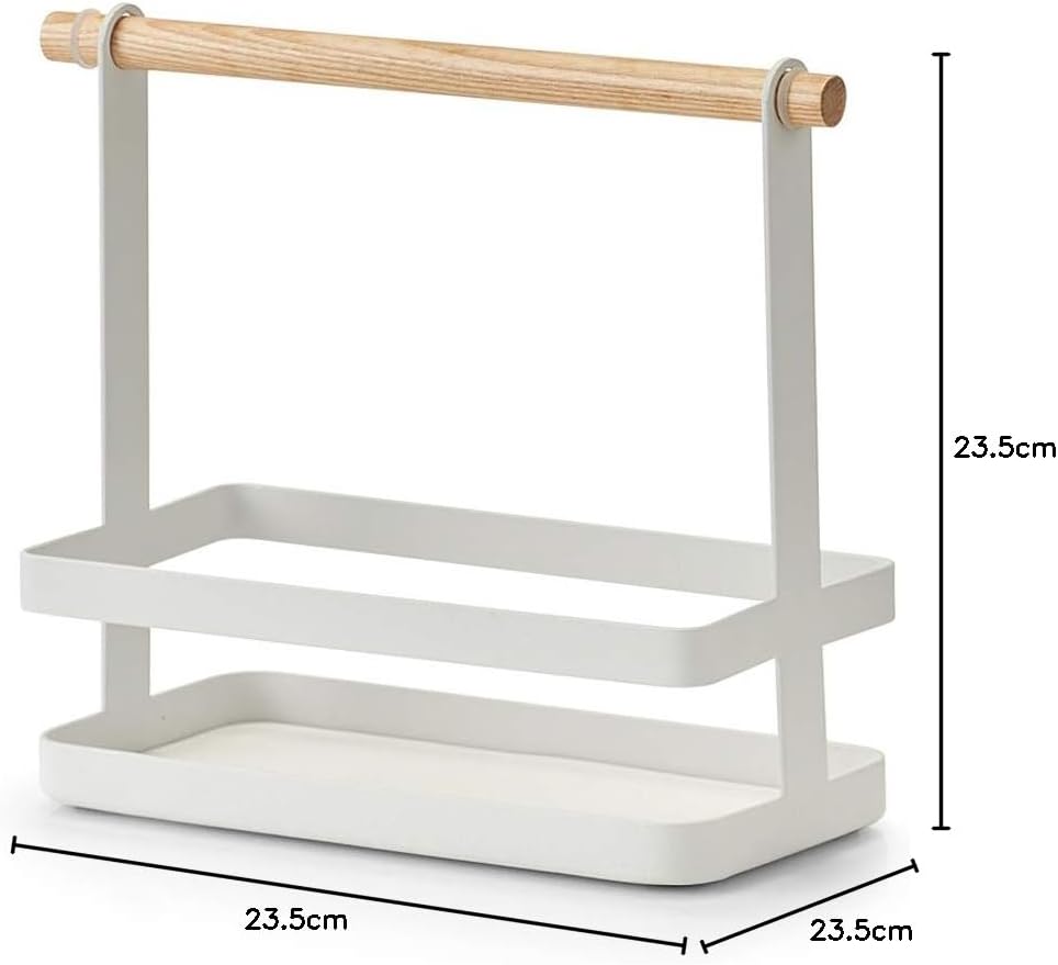 Zeller 27397 Menage, Metall/Bambus, weiss, ca. 23,5 x 10 x 20 cm, stilvolles Gestell für Gewürze, Es