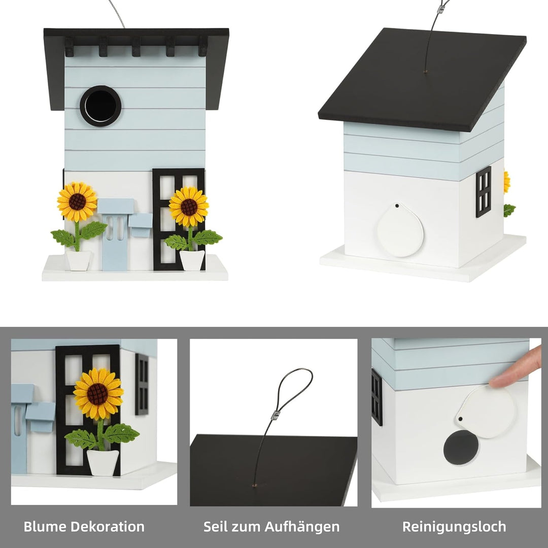Deko Vogelhaus zum Aufhängen - Nistkasten im Landhausstil für kleine Vögel, dekoratives Vogelhäusche