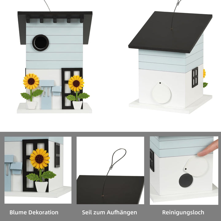 Deko Vogelhaus zum Aufhängen - Nistkasten im Landhausstil für kleine Vögel, dekoratives Vogelhäusche