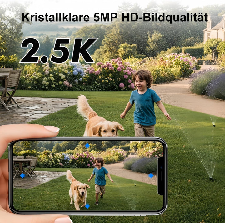 4G Überwachungskamera Akku mit SIM Karte, 2.5K 5MP Kamera Ohne WLAN, Farb Nachtsicht, Bewegungserken
